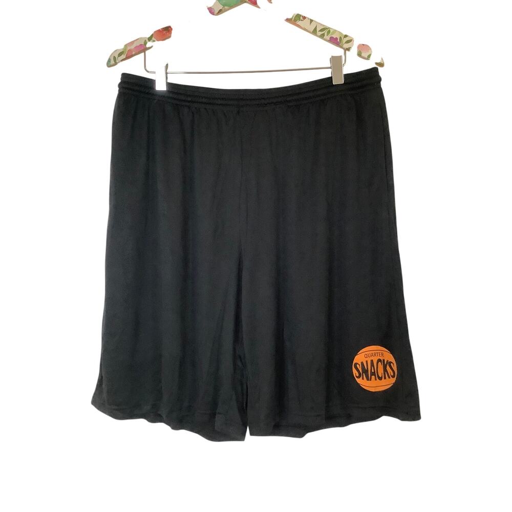 Quartersnacks Mens XL Black 70s Logo Gym Shorts Athletic Athleisure Retro A11-6 - Picture 2 of 7